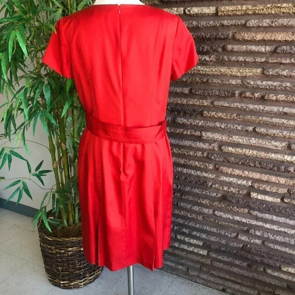 Badgley Mischka Designer Red 100% Silk Dress - Picture 4 of 9